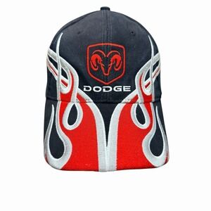 Dodge Ram Hat Flame Graphic Black Red Adjustable Snapback Truck Cap Licensed